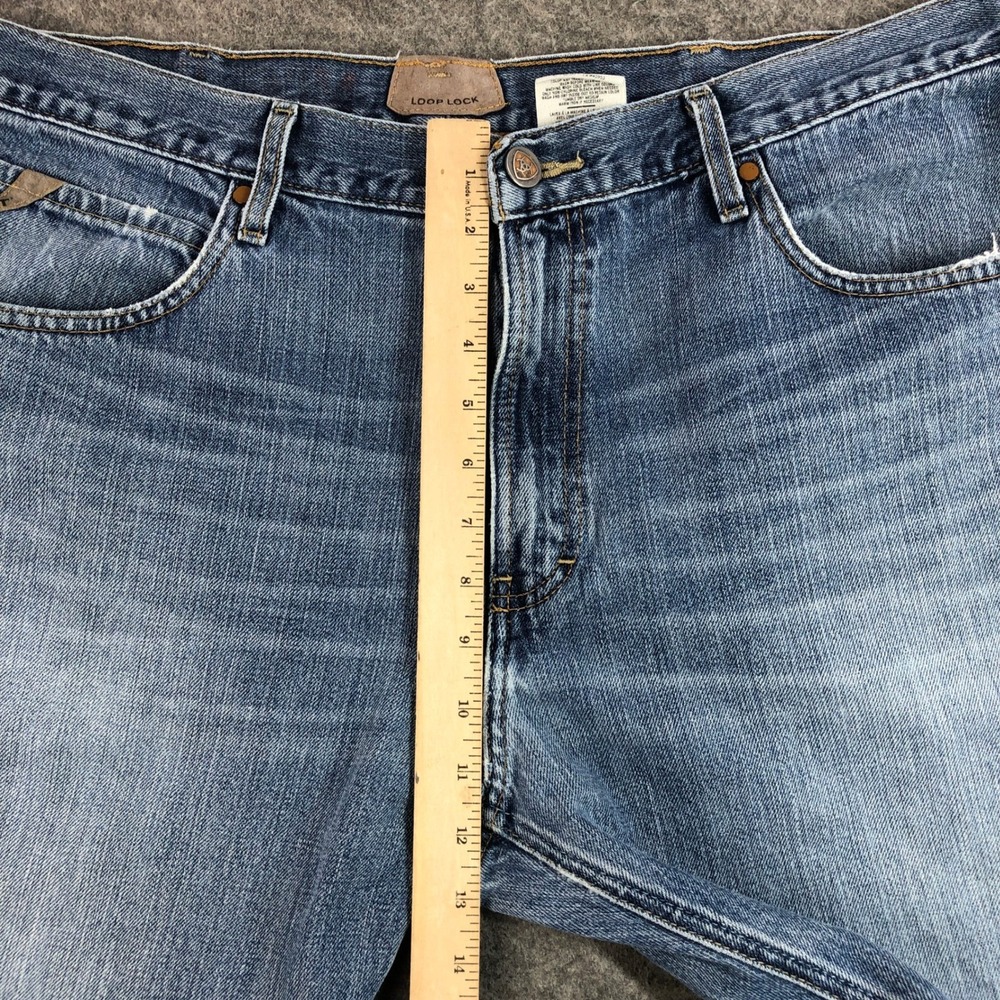 Ariat Jeans Mens 38x32 Relaxed Straight Leg Blue Light Wash Mid Rise Western - Picture 10 of 15